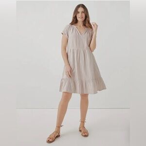 Pact Women's Striped Cream Dress
